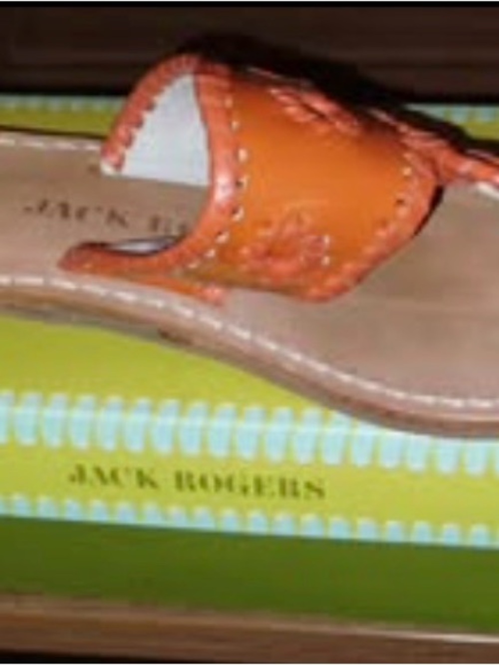 Jack Rogers Kids Orange Leather Slide with Signature Stitching